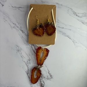 Handmade Resin Necklace & Earring Set | made with real dried strawberries